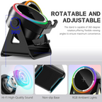4-in-1 Wireless Induction Bluetooth Speaker with RGB Lights | 360° Rotating Phone Stand