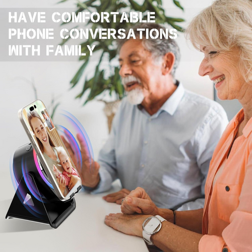 4-in-1 Wireless Induction Bluetooth Speaker with RGB Lights | 360° Rotating Phone Stand