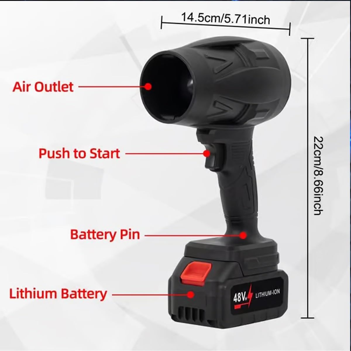 Cordless Turbo Jet Blower – 48V High-Speed Electric Air Duster with 2 Batteries