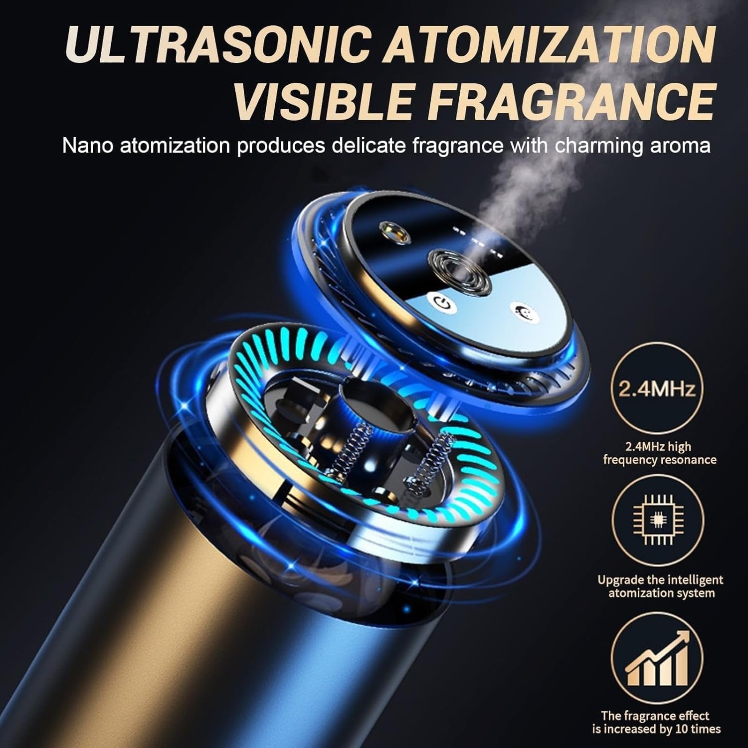 Smart Car Aroma Diffuser with Starry Sky Projector & 7-Color Ambient Light