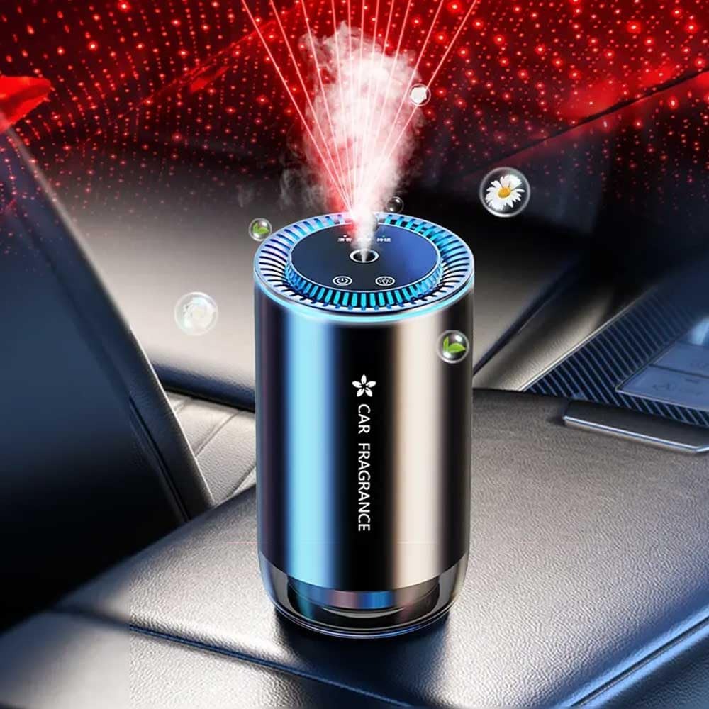 Smart Car Aroma Diffuser with Starry Sky Projector & 7-Color Ambient Light