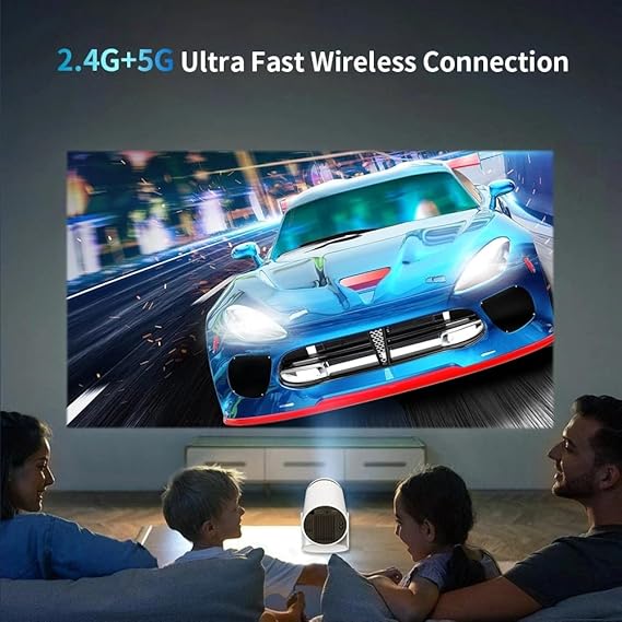 MiniBeam Pro™ Smart HD Wireless Projector with Dual Controllers | 720P HD | 180° Rotation | WiFi Home Theater