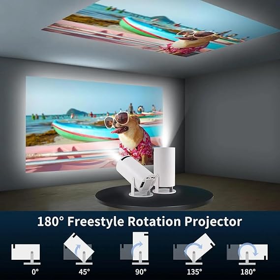 MiniBeam Pro™ Smart HD Wireless Projector with Dual Controllers | 720P HD | 180° Rotation | WiFi Home Theater