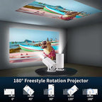MiniBeam Pro™ Smart HD Wireless Projector with Dual Controllers | 720P HD | 180° Rotation | WiFi Home Theater